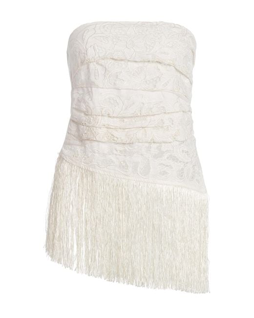 All That Remains White Exclusive La Isla Carlota Fringed Cotton Lace Top