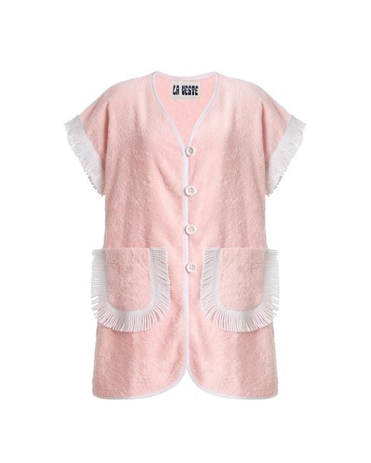 La Veste Pink Exclusive Pitaya Cotton Mini Towel Dress