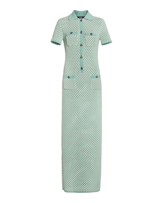 Versace Green La Vacanza Crocheted Compact Cotton Midi Dress