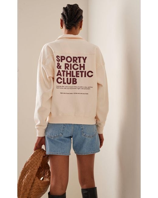 Sporty & Rich Exercise Often Cotton Half-zip Sweatshirt in Natural