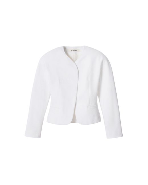 Jacquemus White The Little Ovalo Cropped Jacket