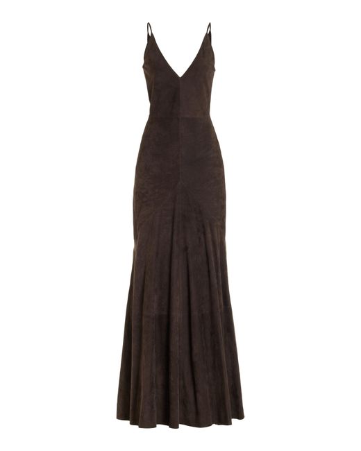 Gabriela Hearst Brigita Suede Maxi Dress in Brown | Lyst