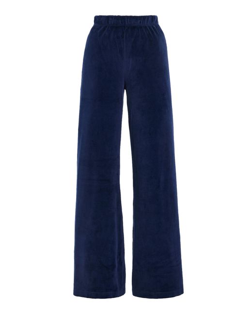Suzie Kondi Blue Zephyra Velour Straight-Leg Pants