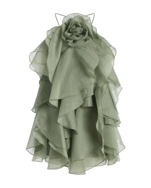 Aje. Green Pandorea Layered Organza Mini Dress