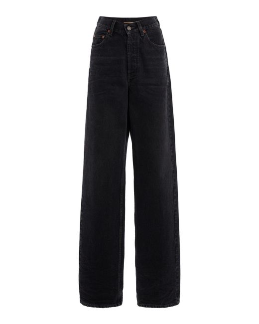 Saint Laurent Black V-Waist Mid-Rise Straight-Leg Jeans