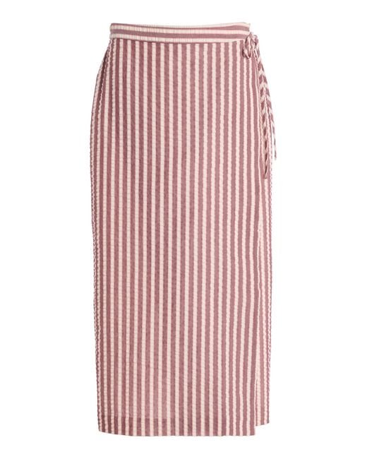 Jonathan Simkhai Red Monty Striped Cotton-Blend Midi Wrap Skirt