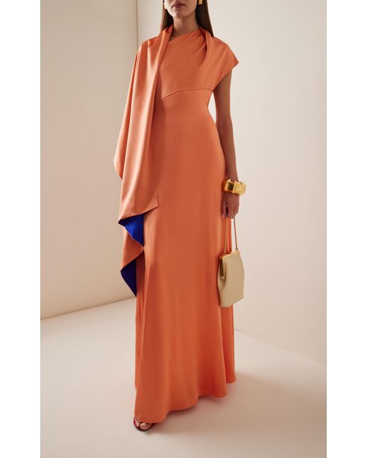 Roksanda Orange Pilar Draped Silk Gown