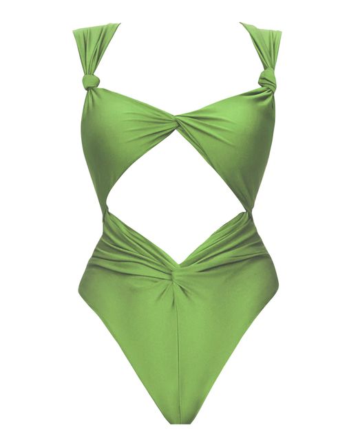 ANDREA IYAMAH Green Rora Knotted One-piece Swimsuit