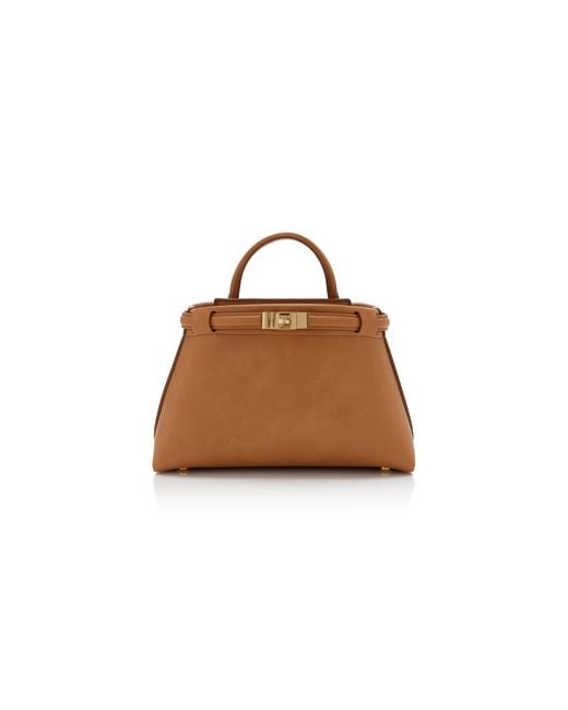 Janessa Leone Brown Mini Leoné Leather Top Handle Bag