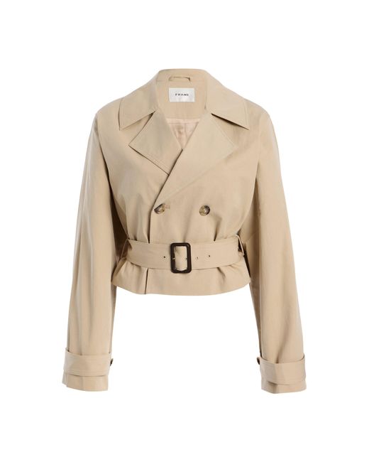 FRAME Natural The Uniform Cotton Trench Jacket