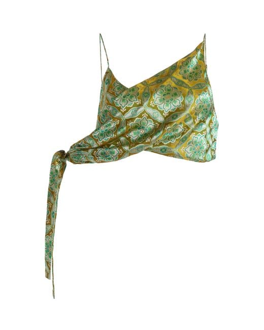 Christopher Esber Green Palmira Tie-Detailed Satin Top