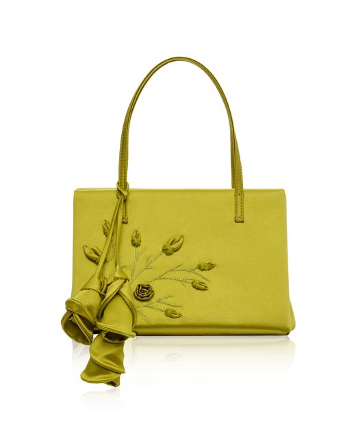 Magda Butrym Yellow Satin Embroidered Barbara Bag