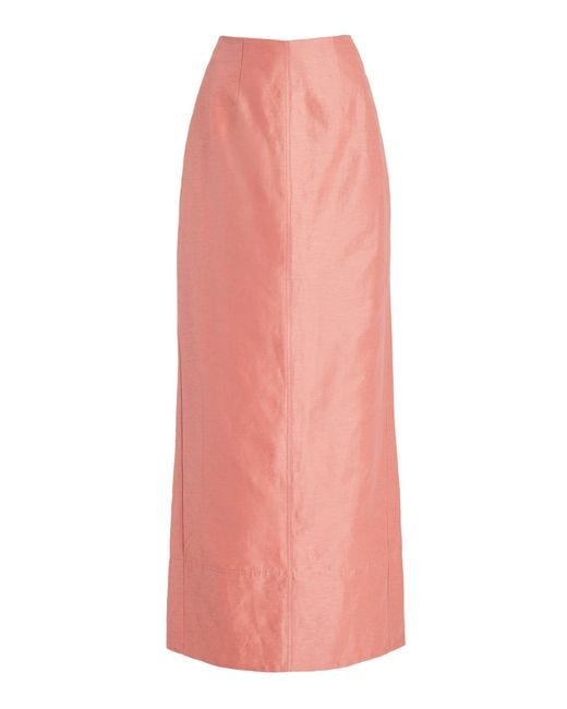Aje. Pink Mary Linen-blend Column Maxi Skirt