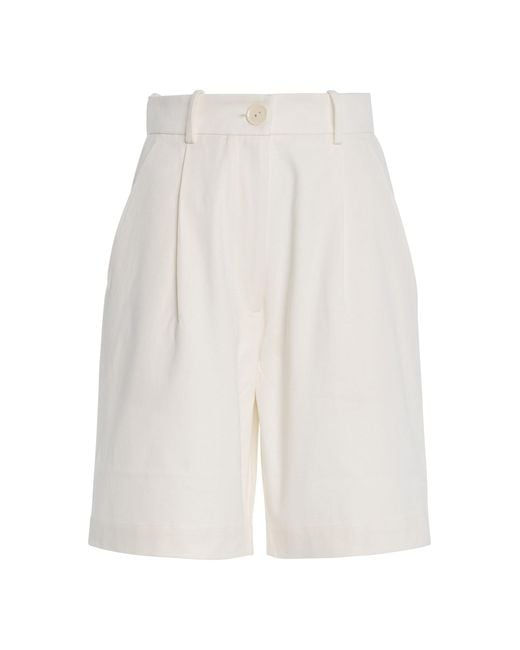 S.S.Daley White Clement Pleated Wool Shorts