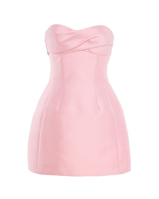 Monique Lhuillier Pink Strapless Draped Neckline Scultped Mini Dress