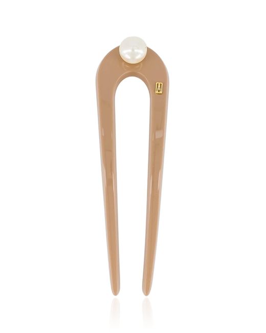 Alexandre De Paris White Acetate Pearl Fork Pin