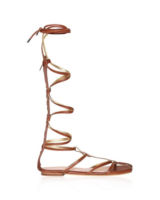Johanna Ortiz White Baquiana Leather Gladiator Sandals