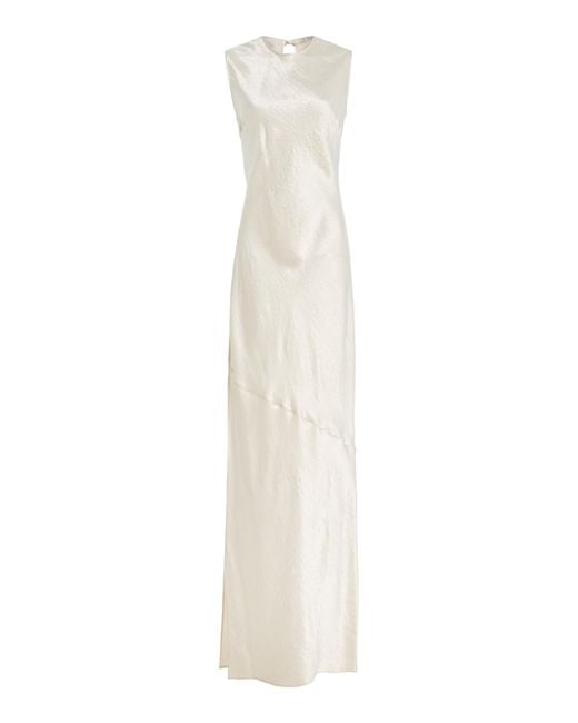 Third Form White Revery Split Satin Maxi Dress