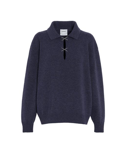 Barrie Blue Cashmere Sparkling Cross Polo Sweater