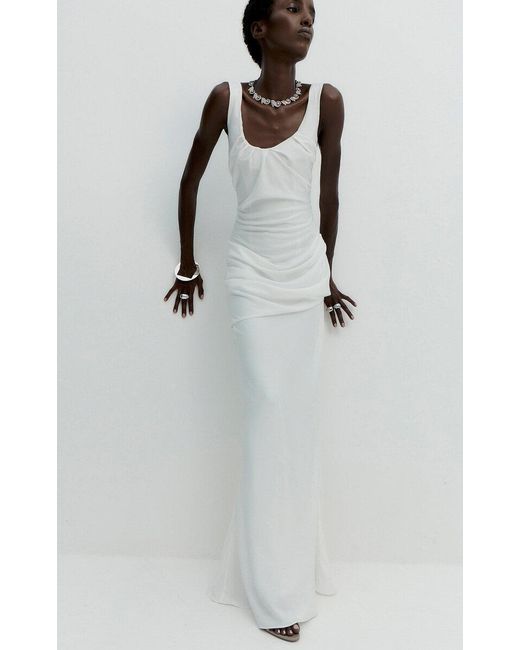 De La Vali Black Rosavelle Scoop-Neck Draped Maxi Dress
