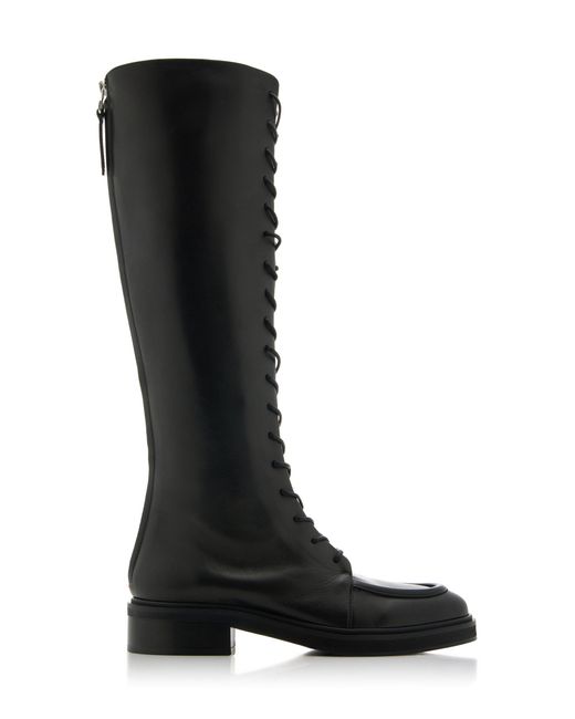 Aeyde Black Mathilde Leather Lace-up Knee Boots