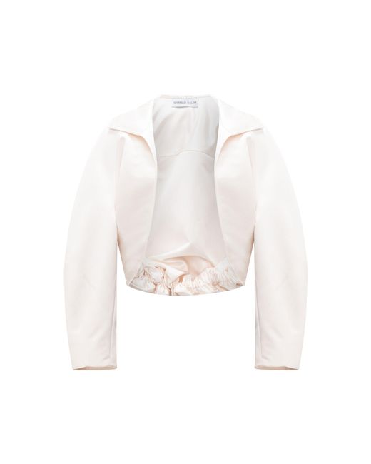 Marmar Halim White Satin Cropped Jacket