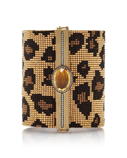 Silvia Furmanovich Metallic 18K Leopard Woven Bead Bracelet