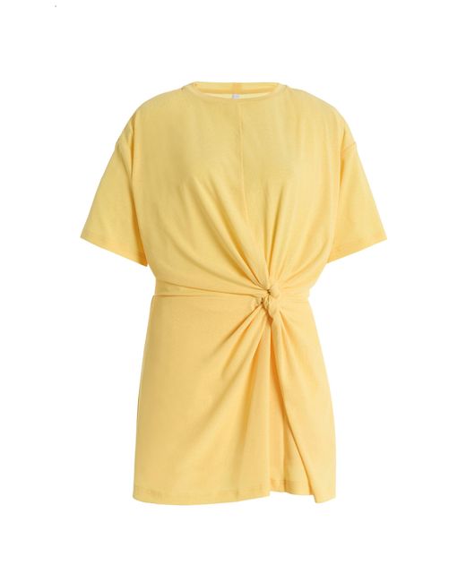 Significant Other Yellow Carrey Twisted Jersey Mini T-Shirt Dress