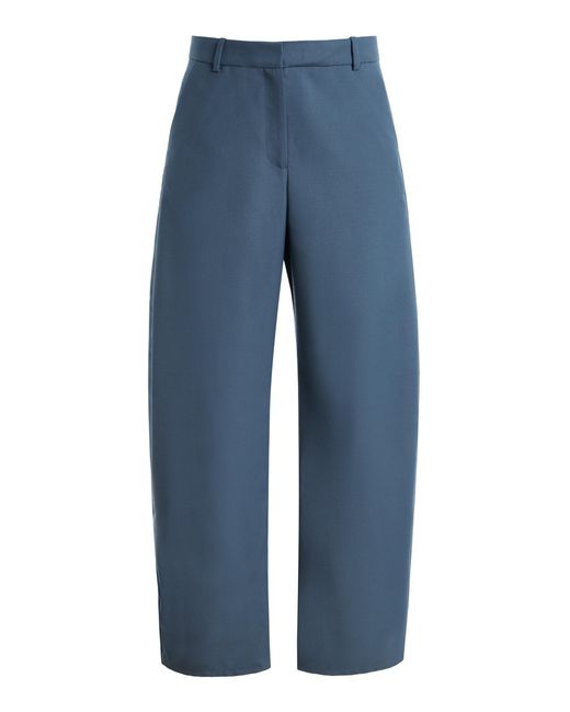 Sloan Blue Exclusive Wool Barrel-Leg Pants