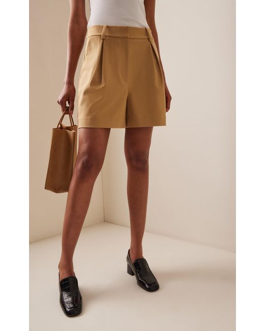FAVORITE DAUGHTER Natural Exclusive Favorite Pleated Twill Trench Shorts