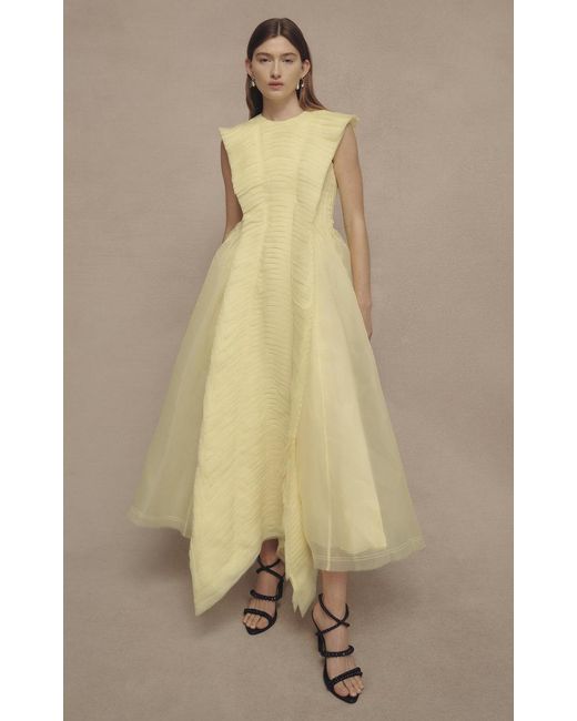 aje astrid pleat panel midi dress Aje. Astrid Pleat Panel Midi Dress in Yellow