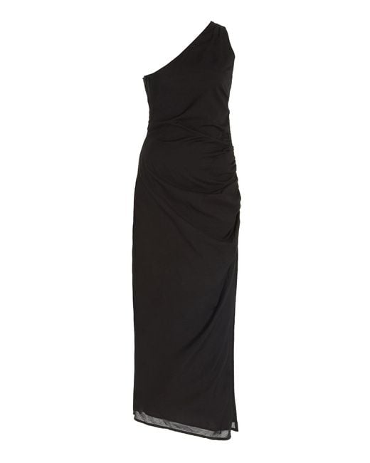 Posse Exclusive Raquel One-shoulder Cotton-blend Dress in Black | Lyst