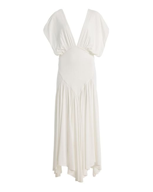 Paris Georgia White Sloane Ruffled Midi Dress