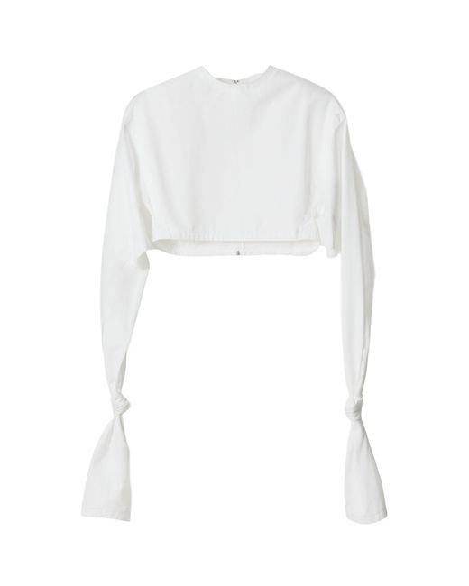 Jacquemus White The Fiocco Cropped Cotton Top