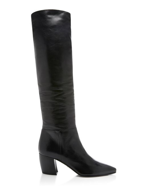 Prada Slouchy Leather Boots in Black | Lyst