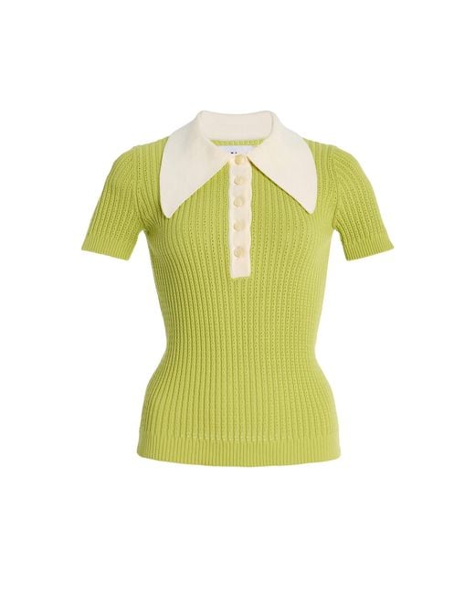 La Veste Yellow Exclusive Riviera Knit Cotton Polo Shirt