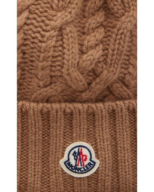 Moncler Brown Fur-trimmed Ribbed-knit Wool Beanie