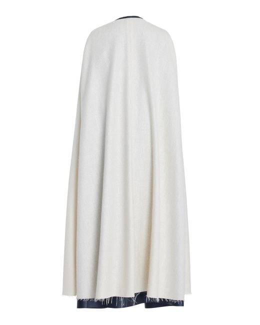 Gabriela Hearst White Glenys Leather-trimmed Silk-wool Cape