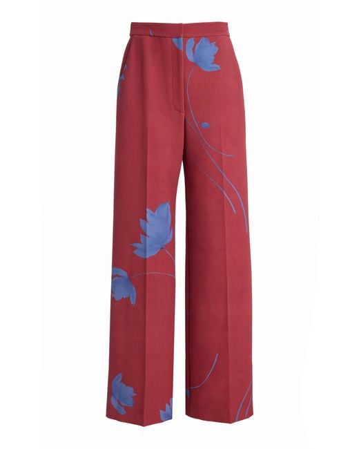 Lela Rose Red Exclusive Molly Printed Crepe Pants