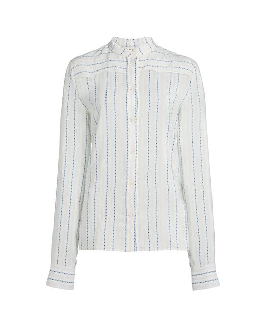Chloé White Embroidered Silk-Blend Shirt