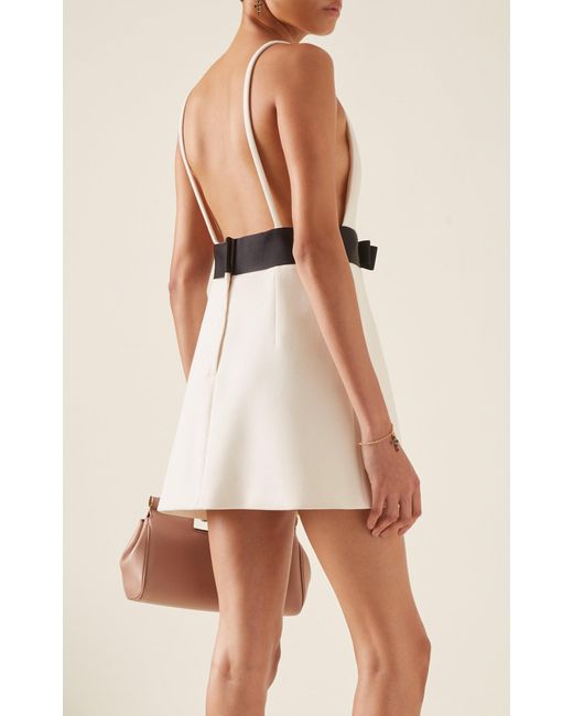 Dolce & Gabbana White Bow-detailed Wool Mini Dress