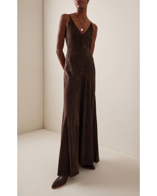 Gabriela Hearst Brigita Suede Maxi Dress in Brown | Lyst