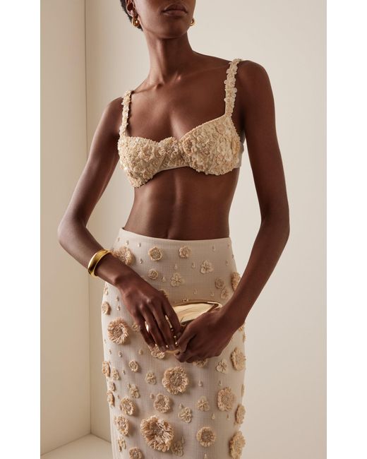 Alexis Natural Remi Raffia-Detailed Woven Bra Top