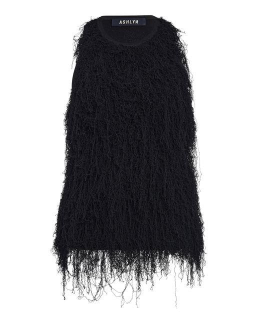 Ashlyn Black Ruffled Knit Tank Top