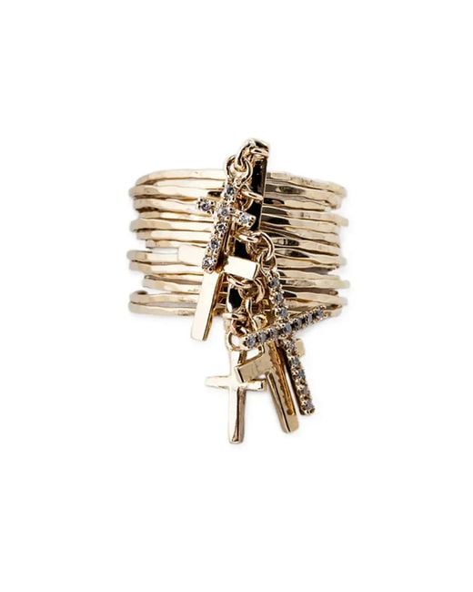 Jacquie Aiche Metallic Waif 14K Diamond Cross Ring