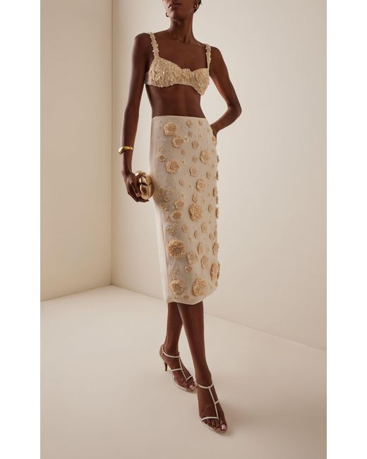 Alexis Natural Remi Raffia-Detailed Woven Bra Top