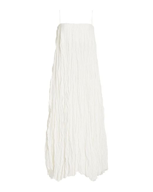 Totême  White Sleeveless Crinkled Silk Maxi Dress