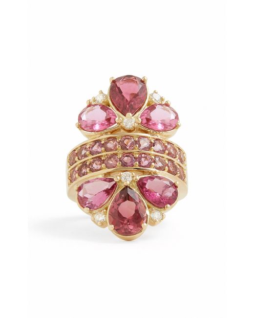 Jamie Wolf Red Pear Shape 18K Tourmaline And Diamond Ring