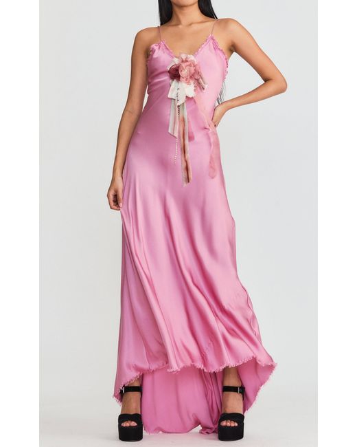 LoveShackFancy Pink Elizabella Silk Maxi Dress