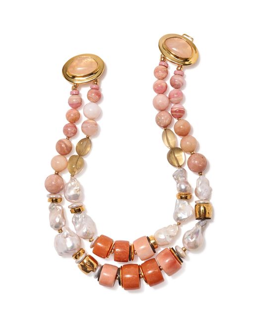 Lizzie Fortunato Metallic Ariel Ii Gold-plated Pearl, Quartz Necklace